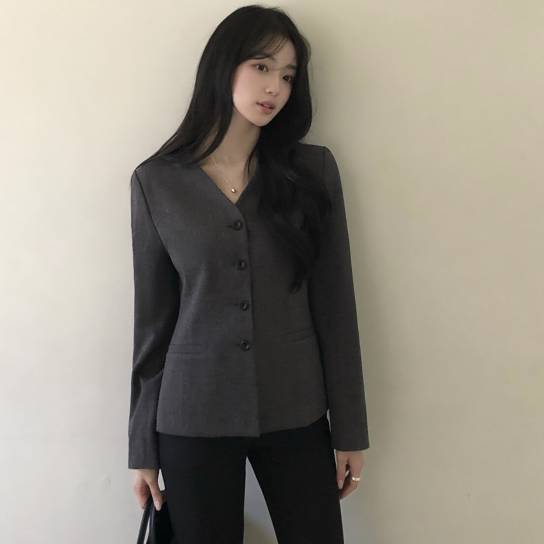韩国reine正品v净短外套高级感气质女装秋款官网代购职业通勤上衣