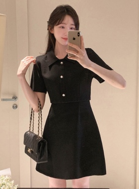 25春夏高档小香风连衣裙短袖女fromdayone韩国代购公主范a字短裙