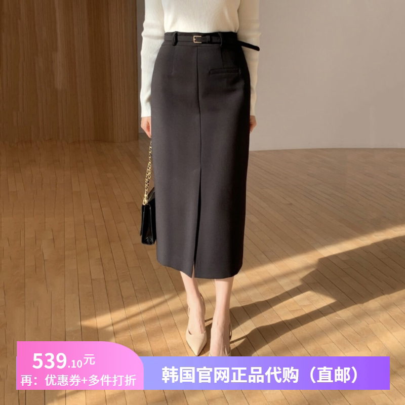 26春秋高档西装半身裙ol通勤女正品韩国代购中长款前开叉一步裙子