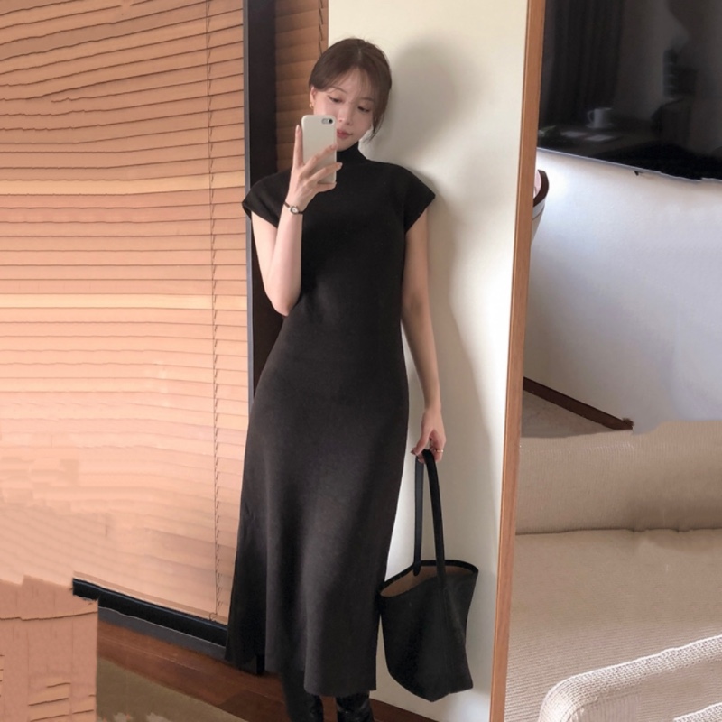 25春秋冬季高档配大衣羊毛连衣裙女reine正品韩国代购长款毛衣裙