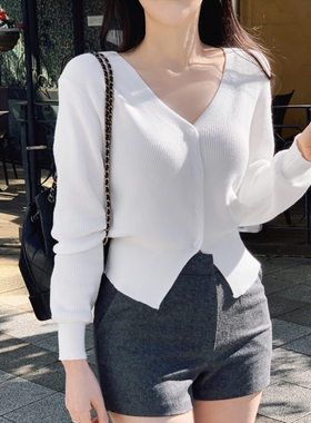 25春秋韩系v领针织开衫外套女fromdayone韩国代购新款简约短上衣