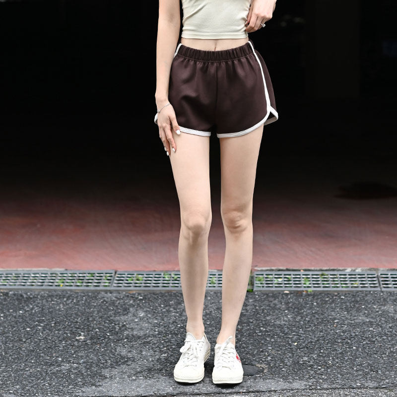 Beemen撞色高腰瑜伽裤女外穿日常休闲健身服夏季运动三分骑行短裤
