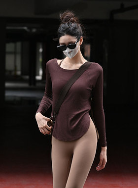 Beemen瑜伽服上衣女外穿透气显瘦宽松秋冬普拉提健身运动长袖罩衫