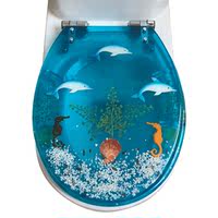 Transparent resin toilet seat cover, thickened and slow-lowering universal toilet seat cover, made of real dried flower shells thumbnail 2