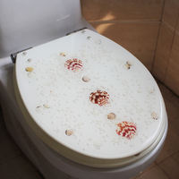 Transparent resin toilet seat cover, thickened and slow-lowering universal toilet seat cover, made of real dried flower shells thumbnail 8
