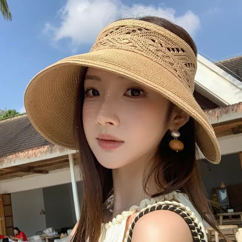 手工编织空顶防晒帽女款夏季草帽