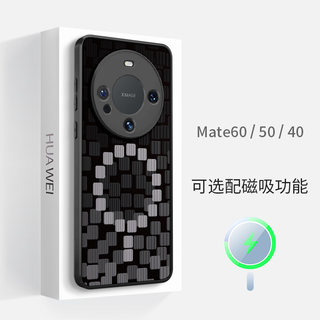 华为mate60pro+磁吸手机壳magsafe高级感50简约40por魔方黑磨砂硅胶防摔超薄全包镜头边框情侣男女保护套新款