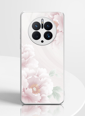 适用于华为mate50手机壳女鼎桥40pro白色30中国风创意国潮牡丹花朵全包镜头超薄硅胶防摔个性小众保护套新款