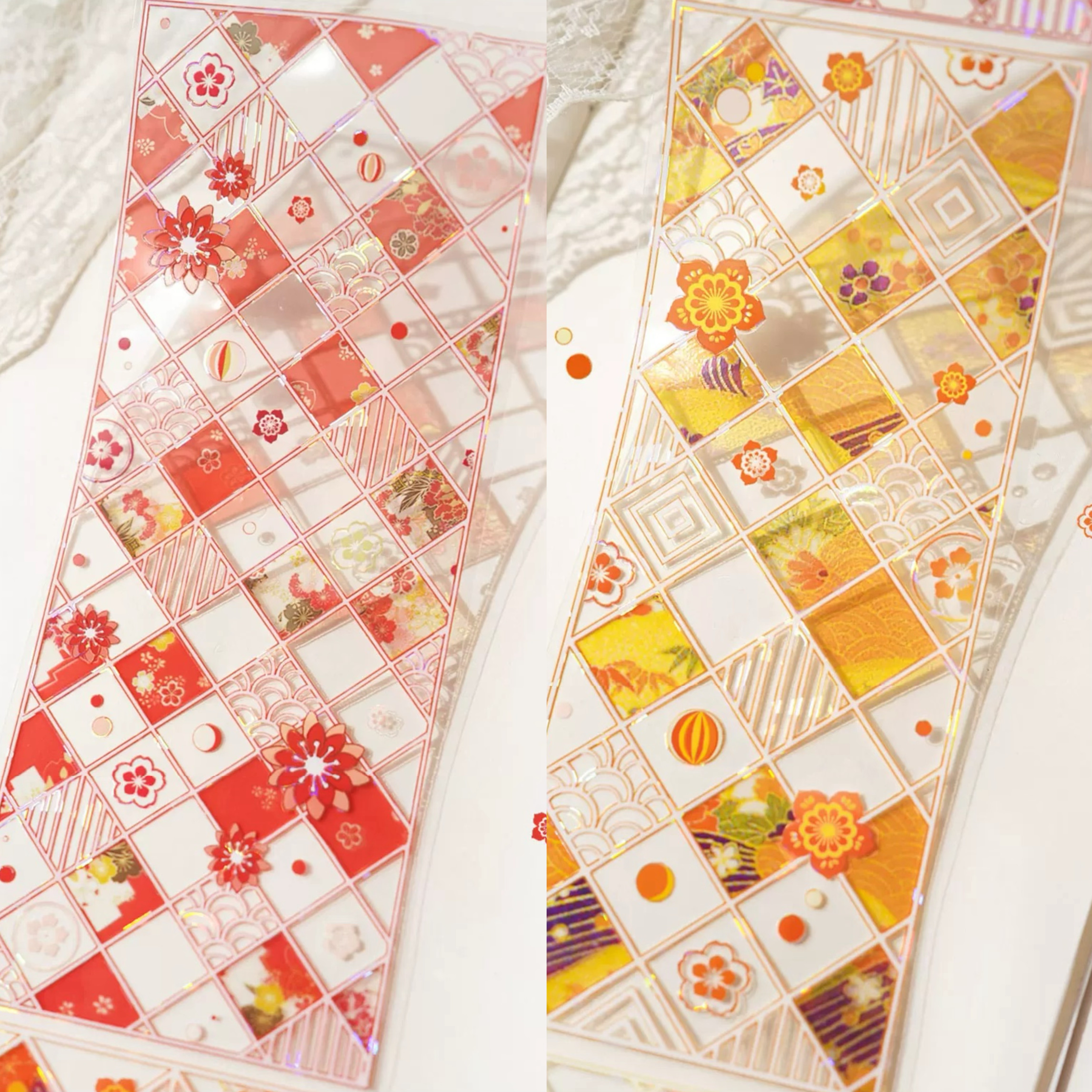 风见幸山 樱庭屏风PET贝壳光半透背景胶带DIY吧唧托手账咕砖流