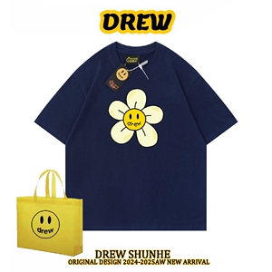 drew笑脸潮牌太阳花雏菊短袖美式夏季新款情侣小众设计感t恤半袖