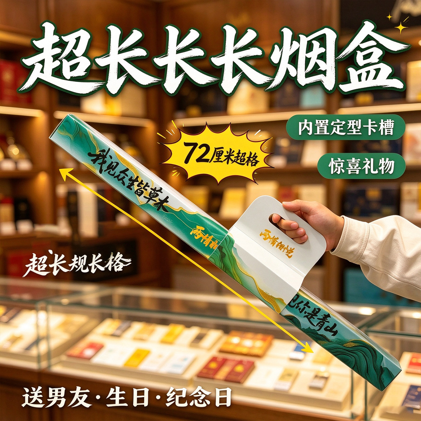 超长长长烟盒两情相悦空礼盒送男友老公纪念日包装盒子荷花香烟盒