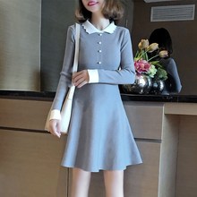 长袖 加厚打底针织连衣裙女气质修身 显瘦毛衣裙子 2018秋冬新款 韩版
