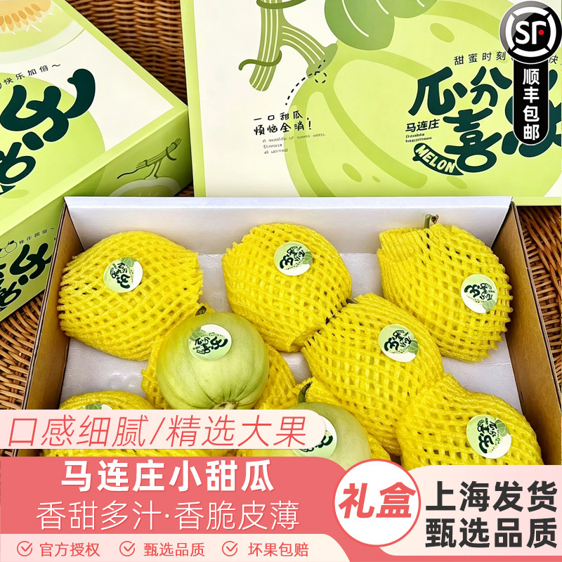 鲸龙马连庄小甜瓜皮薄脆嫩自带蜜香果肉细腻无渣软绵香甜礼盒装