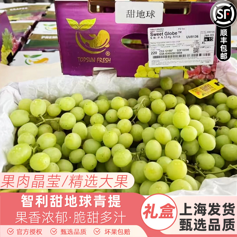 智利秋天脆甜地球青提子绿葡萄当季水果整箱新鲜孕妇无籽包邮