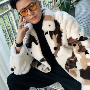 进口哥本哈根紫金短二男士水貂皮草外套东季