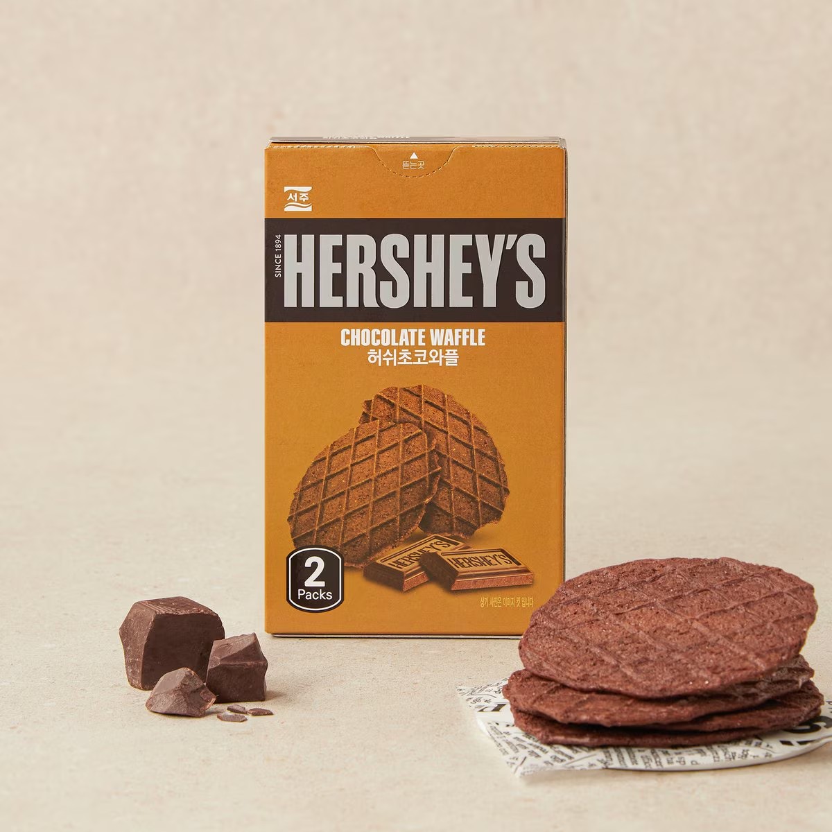 好时巧克力华夫饼 瓦夫饼干酥脆香甜2小袋巧克力威化韩国进口零食