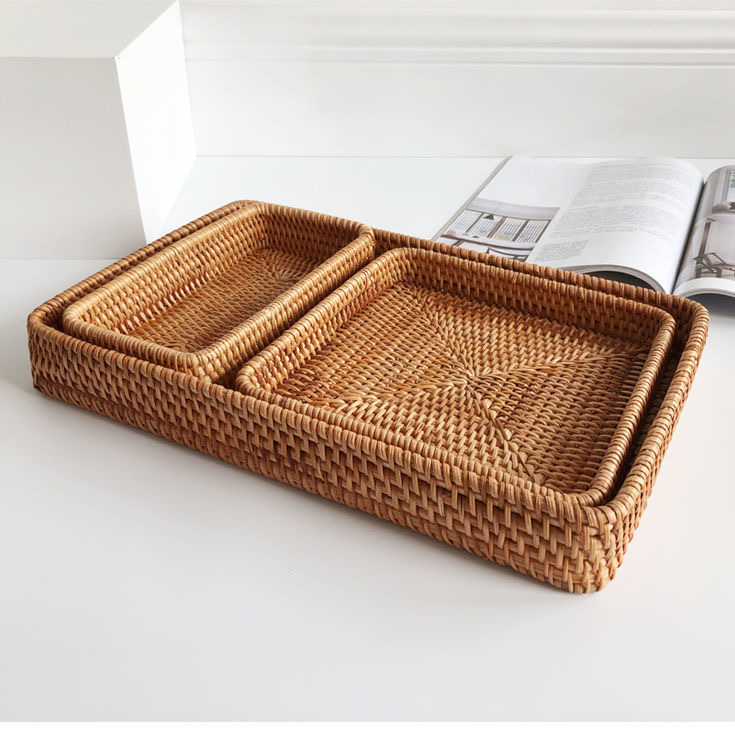 越南藤编水果篮手工日式面包馒头