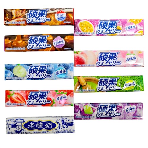 硕果口嚼糖瑞士充气糖果条形抹茶味软糖儿童休闲零食小吃混合口味