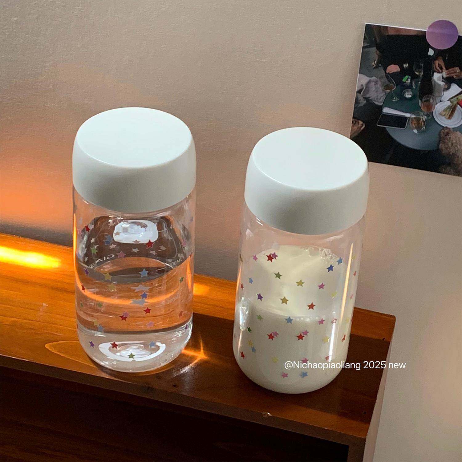 可爱星星夏日水杯ins小众防摔杯子外出便携女生高颜值塑料随行杯