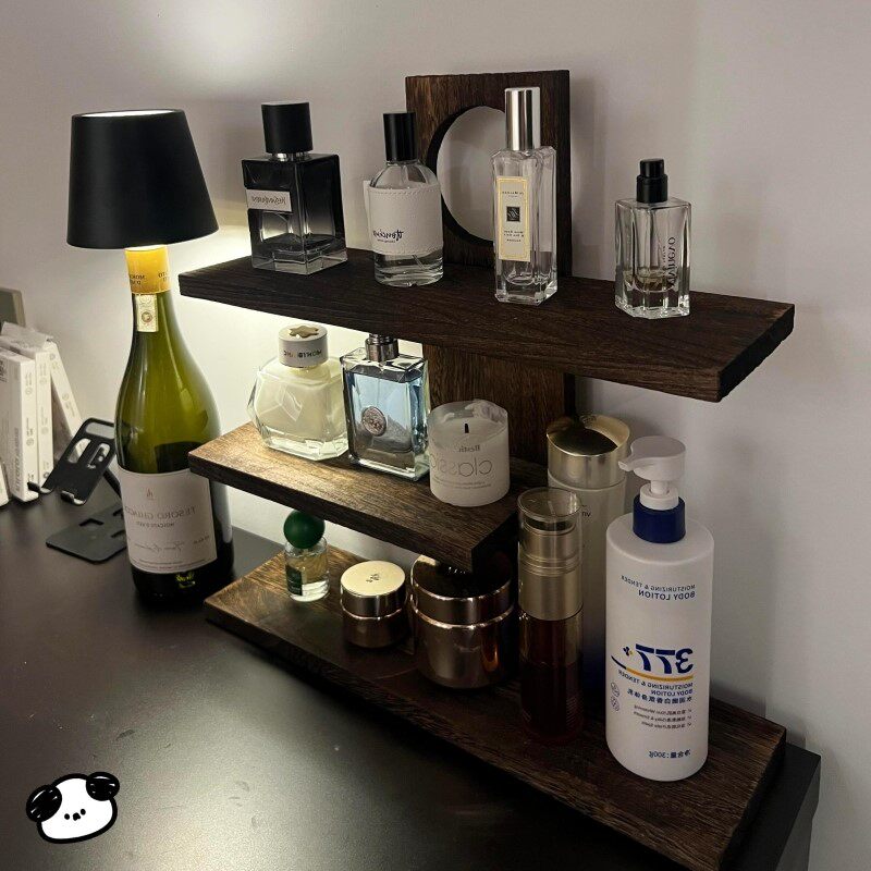 【居家好物】护肤品化妆品收纳架香水展示架桌面实木复古置物架