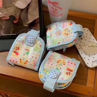 韩国ins风多巴胺零钱包女迷你布艺卡包Cornetto层收纳包搭扣小钱