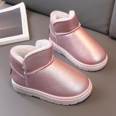 儿童雪地靴女童防水防滑中大短靴子男童2025冬季新款加绒小童棉鞋
