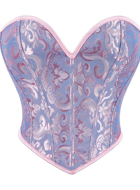 新款蓝色印花胶骨女士抹胸托胸聚拢宫廷打底腰封显胸休闲塑身上衣