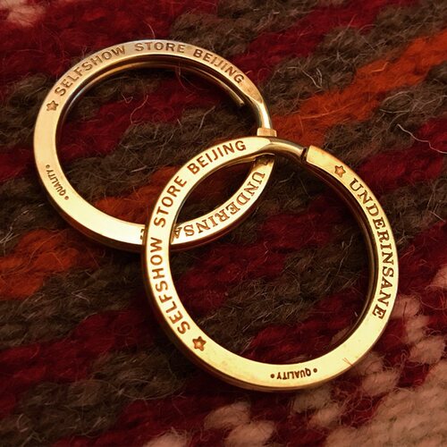 原创黄铜钥匙圈双面雕刻咔叽复古