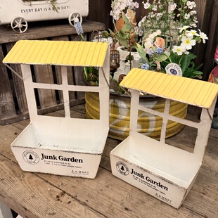 日系铁艺小房子花盆壁挂外贸