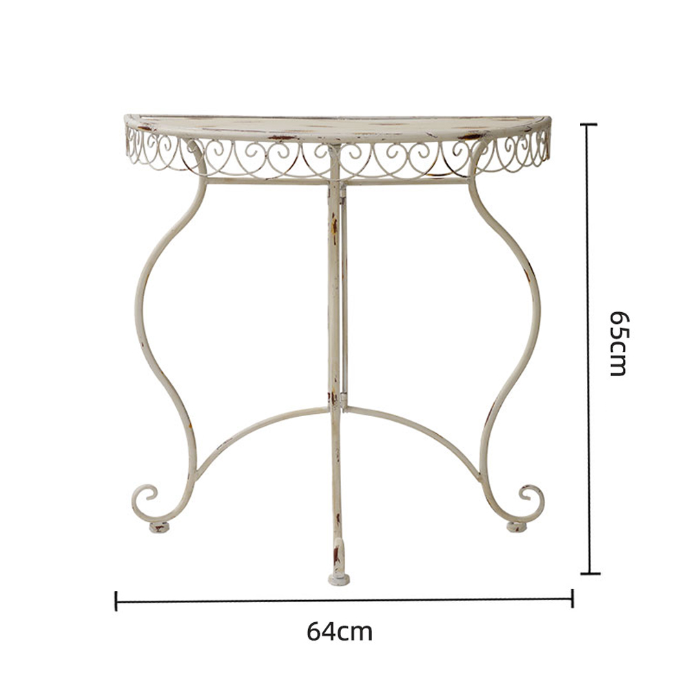 铁艺复古花台半圆桌花园杂货桌子边桌家居复古花架中古风桌子摄影
