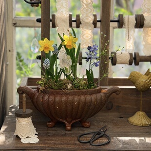 铸铁香炉花盆花园装饰杂货球根组合摄影道具侘寂风摆件陈列庭院