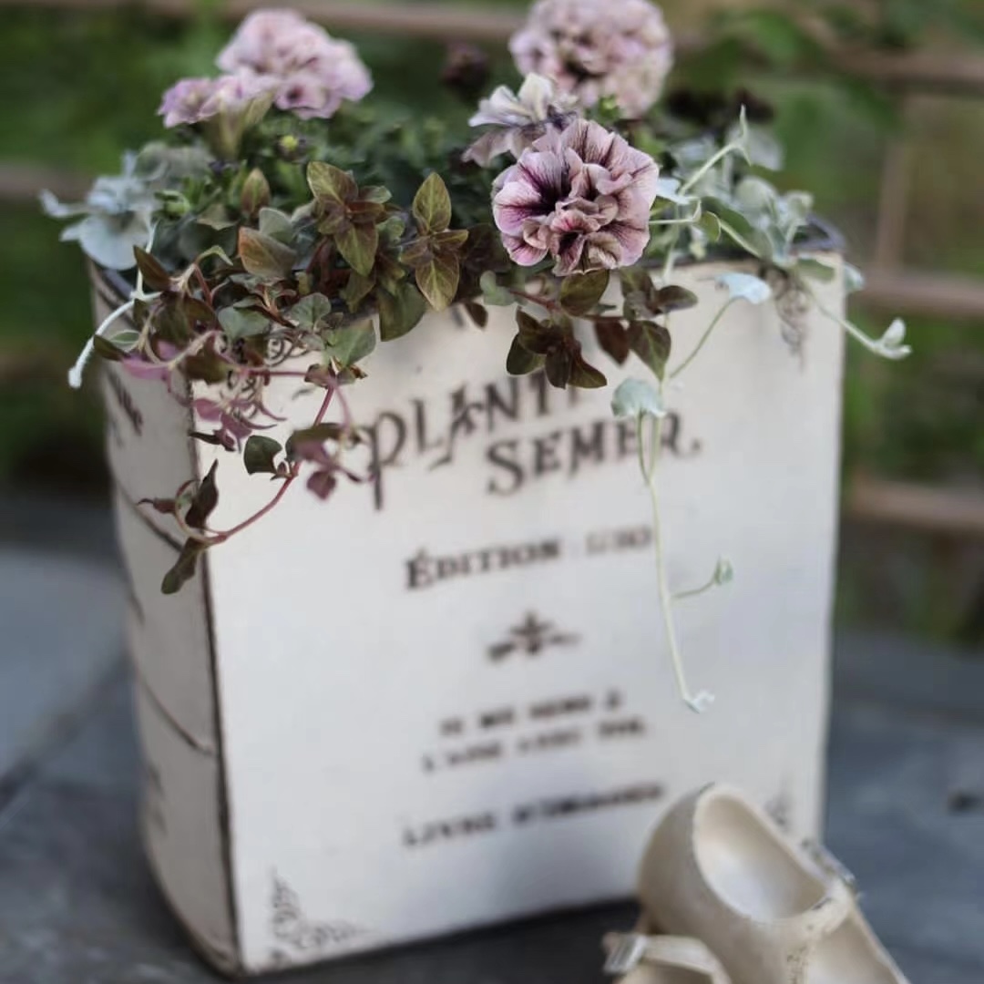 铁艺做旧魔法书盒花盆