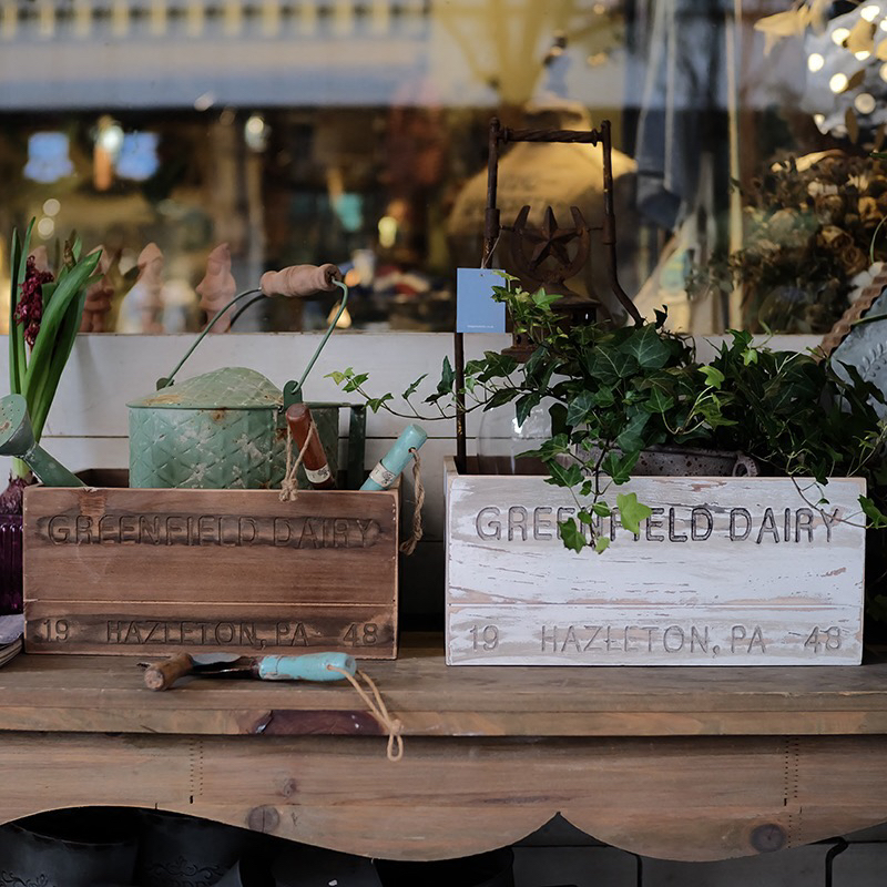 复古做旧实木木盒花园装饰摆件杂货花园陈列咖啡店面包装饰