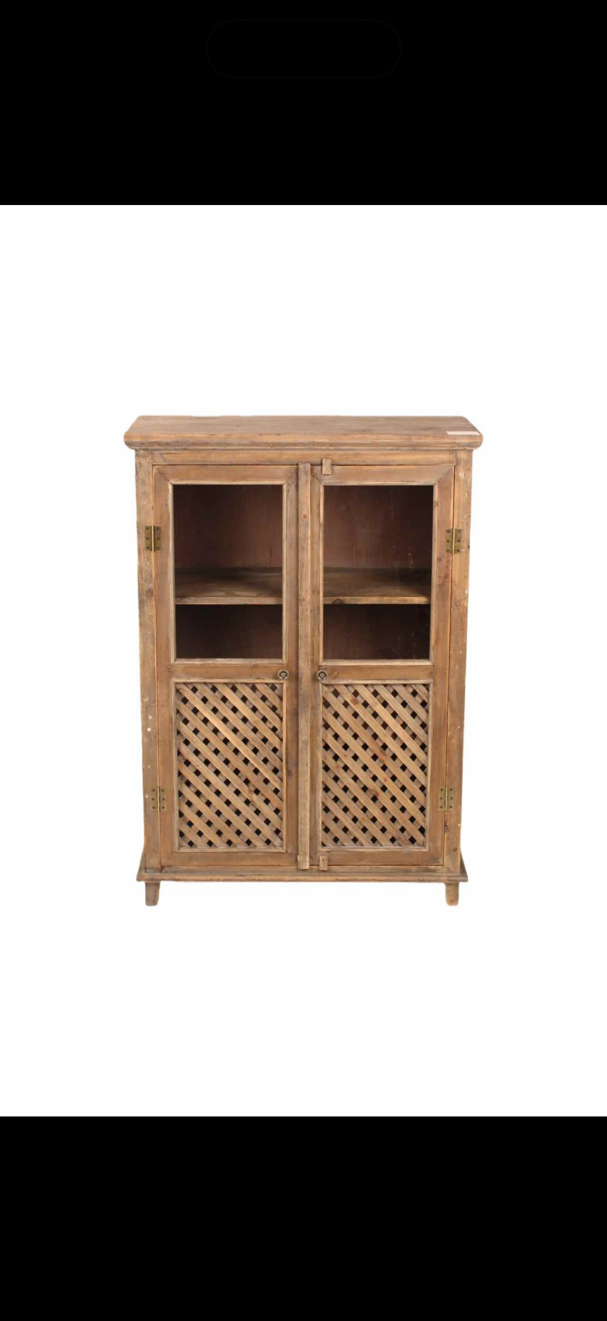 旧木网格玻璃柜 1 月中旬发货 80×36×115cn