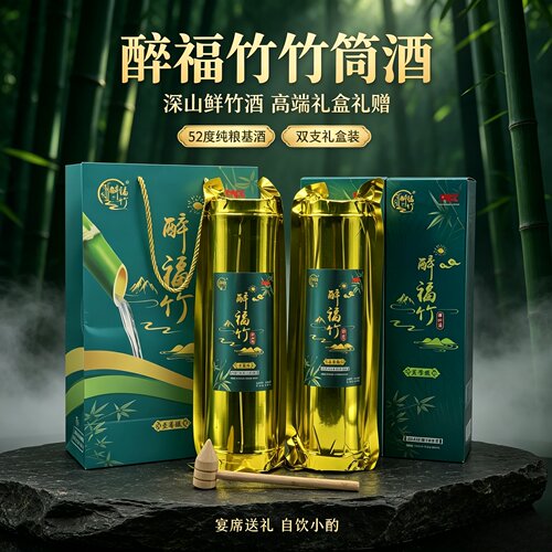 醉福竹江西竹筒酒52度原生态纯粮