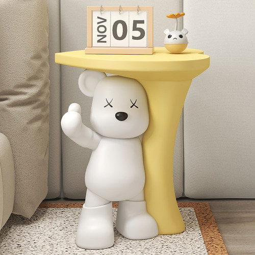 小熊边几摆件沙发旁落地茶几可爱
