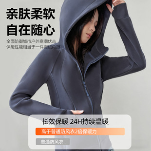 2025连帽卫衣加厚加绒摇粒绒毛呢外套女秋冬季开衫修身瑜伽运动服