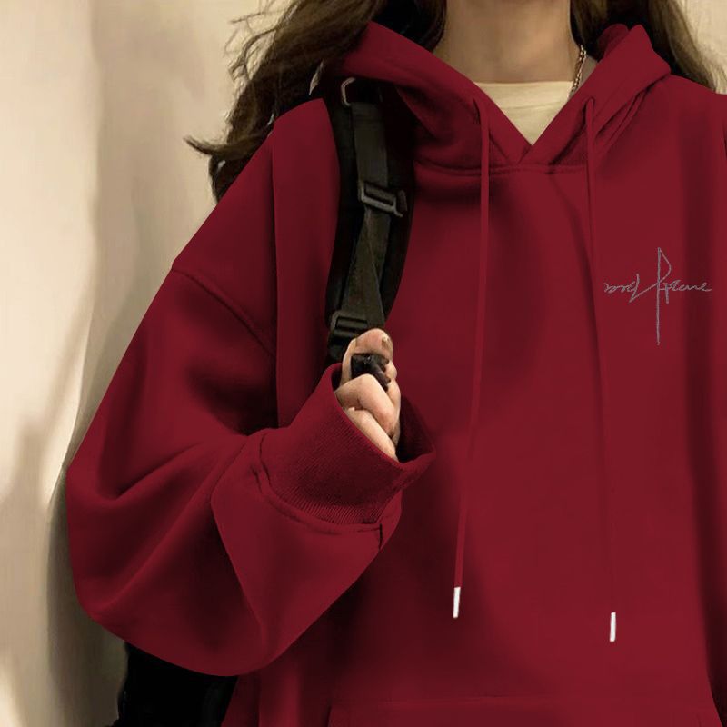美式复古潮牌重磅连帽卫衣女秋冬
