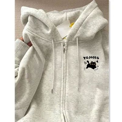 潮牌慵懒风开衫拉链加厚卫衣女秋