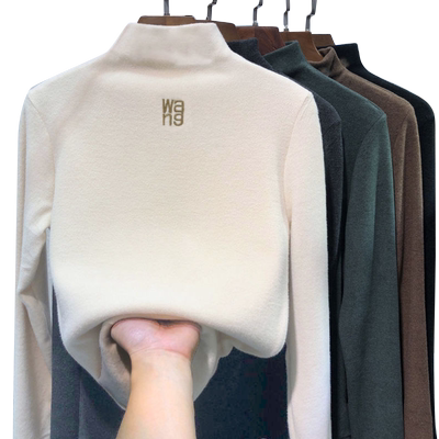 长袖双面德绒打底衫半高领