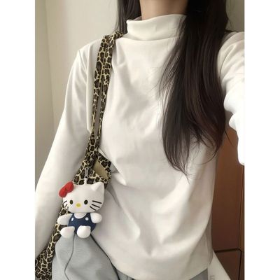 半高领德绒加厚保暖打底衫女秋冬