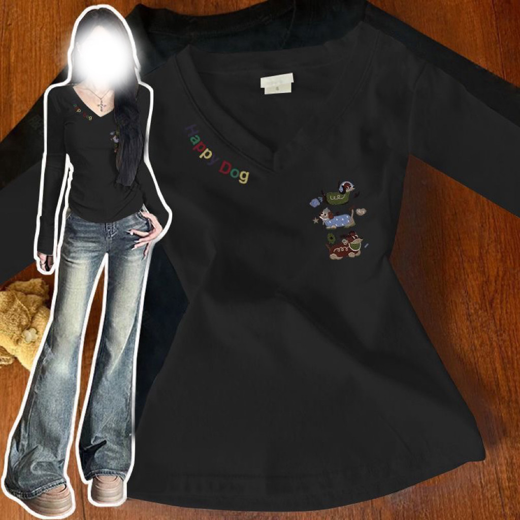 韩系甜美长袖V领正肩T恤女秋冬新款修身显瘦洋气减龄百搭打底上衣,女装/女士精品,T恤,淘宝优惠券,粉丝福利购,淘宝优惠卷