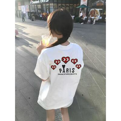 美式国潮学院风棉质短袖t恤女夏
