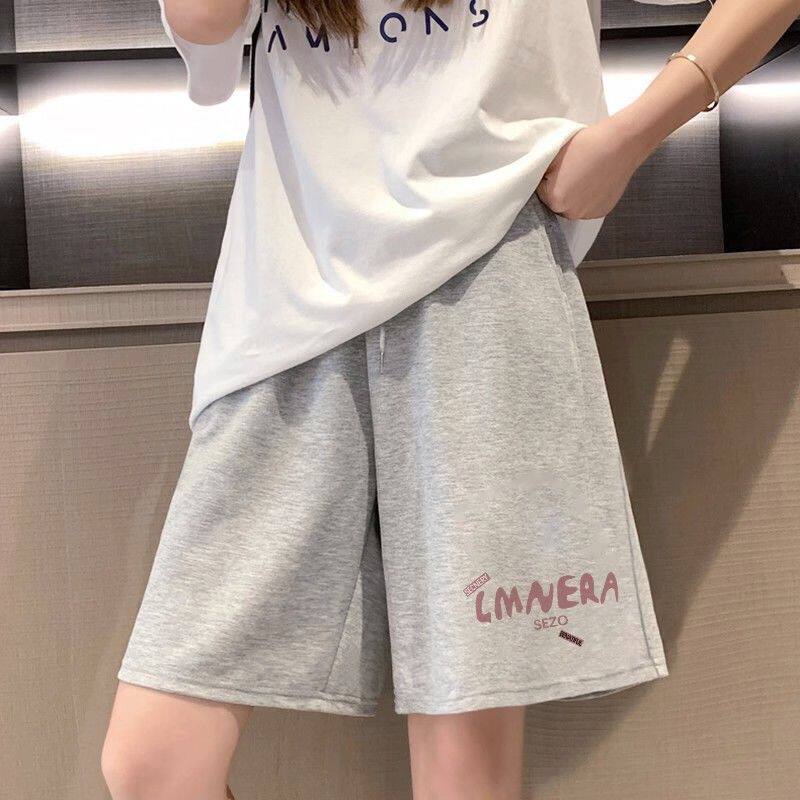 男女灰色运动短裤裤子夏季2026新款小个子显瘦宽松休闲五分五分裤 - 实物图