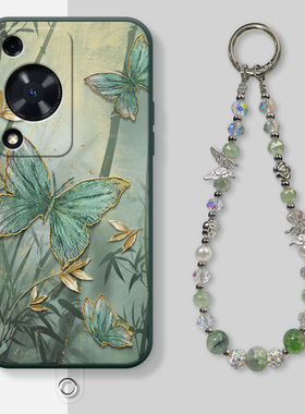 墨竹蝴蝶适用华为畅享70手机壳畅享70pro新款70s挂绳女款畅享60X春天绿色畅享50硅胶软壳畅享20plus保护套