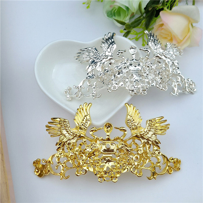 手工DIY套装饰品配件合金大号双鹤发冠古风发簪步摇汉服H2-1-7