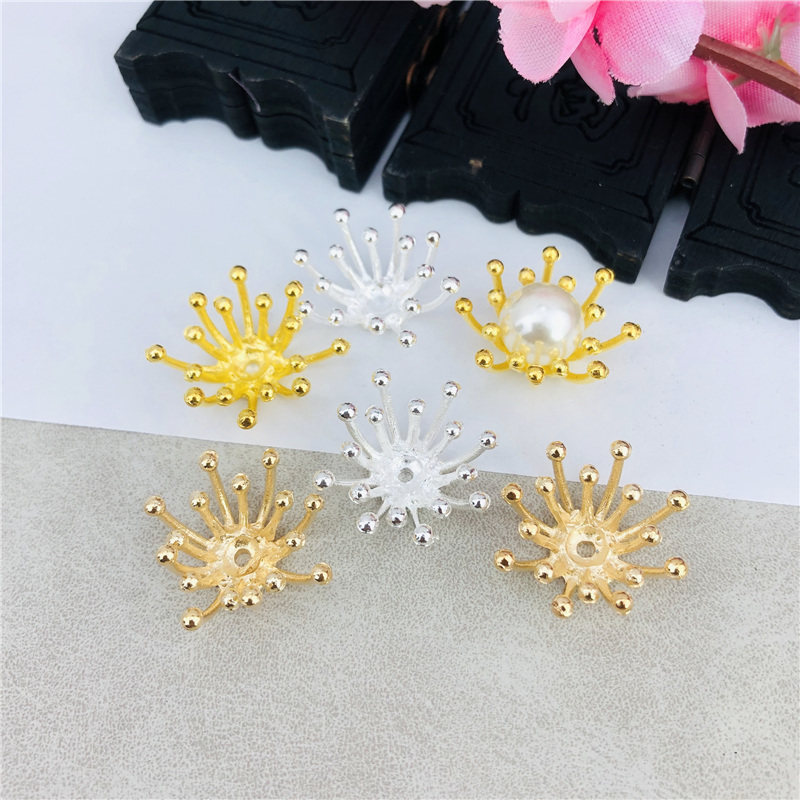 (保色)仿铸铜双层立体花心花蕊古风发簪合金材质手工diy发饰材料