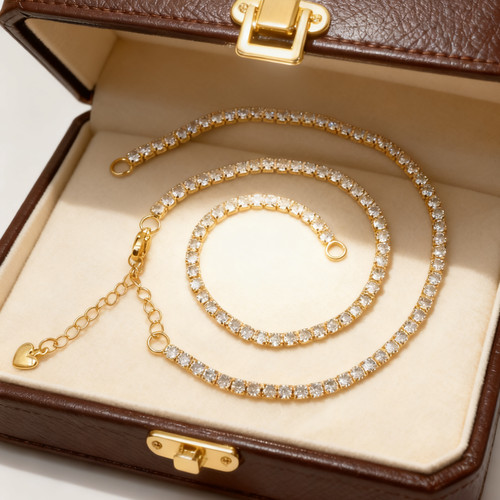 铜18k真金电镀锆石链项链手链钻连龙虾扣延长链手工diy饰品配件