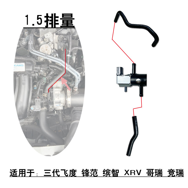 适用3代飞度锋范缤智XRV哥瑞竞瑞进气歧管碳罐电磁阀真空软管