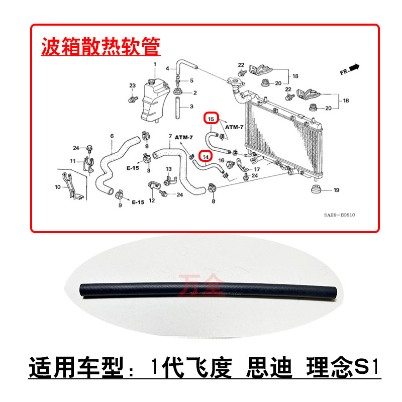 适用1代飞度思迪理念S1水箱波箱变速箱散热器循环水管软管下胶管